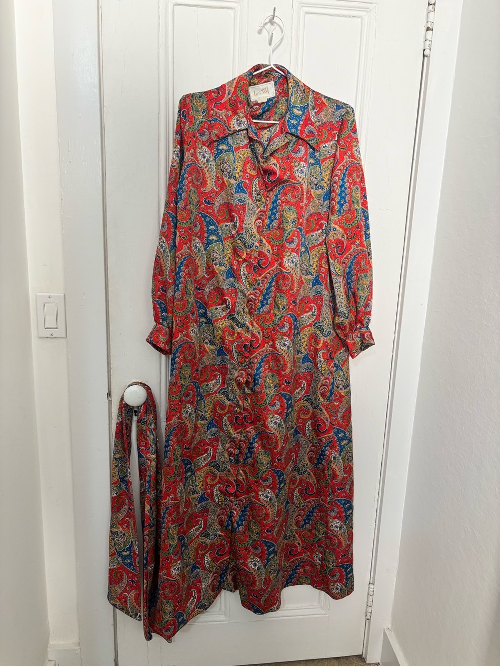 Vintage 60’s Red Paisley Long Robe